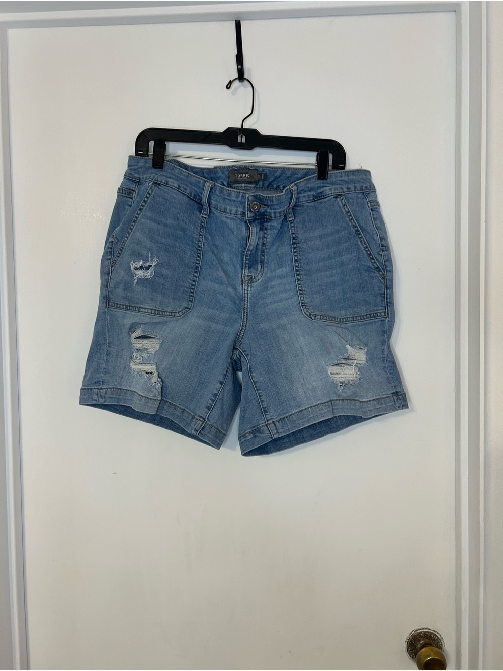 Torrid Light Blue Distressed Denim Shorts